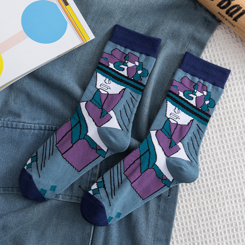 Couple Socks Stockings Creative Plaster Pattern Pattern Casual Cotton Men Women Socks